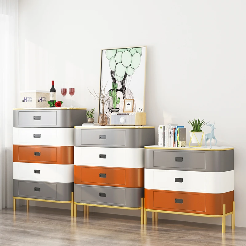 现代简约网红五斗柜轻奢岩板卧室储物收纳柜全实木整装客厅三斗柜