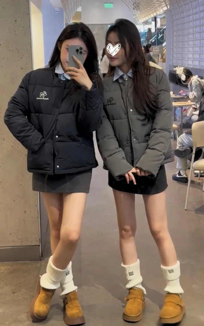 Da嘻【学院风刺绣字母减龄时尚面包服】韩系圆领小个子保暖棉服外套