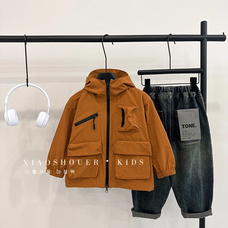 【小首尔】现货-qc8儿童韩版潮流防风连帽外套秋季宽松上衣hbb2303