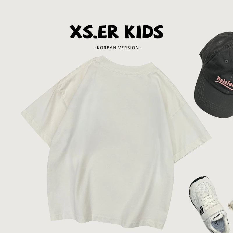 【小首尔】原版-男童韩版潮流百搭T恤夏宽松印花短袖上衣HBB5153