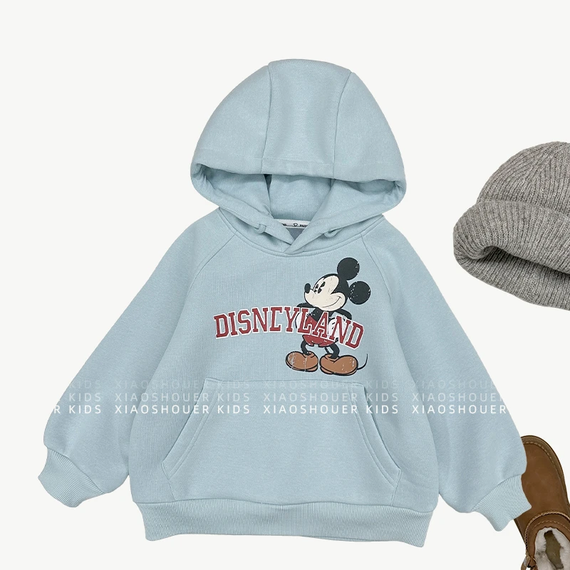 【小首尔】现货-qc4冬季男童简约一体绒卡通印花连帽卫衣HBB6389