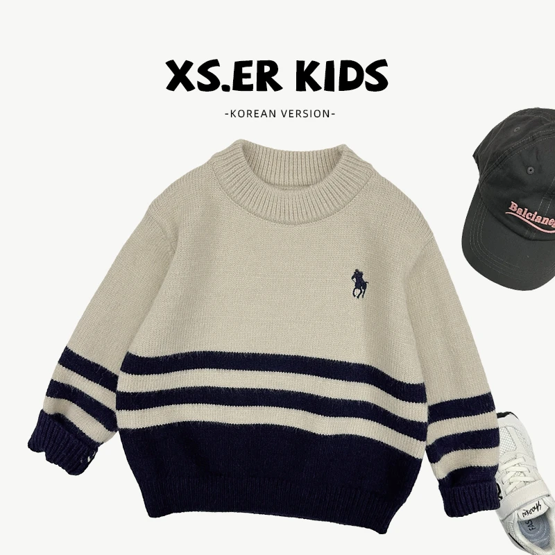 【小首尔】现货-男童韩版毛衣秋季百搭宽松日常针织上衣hbb3665