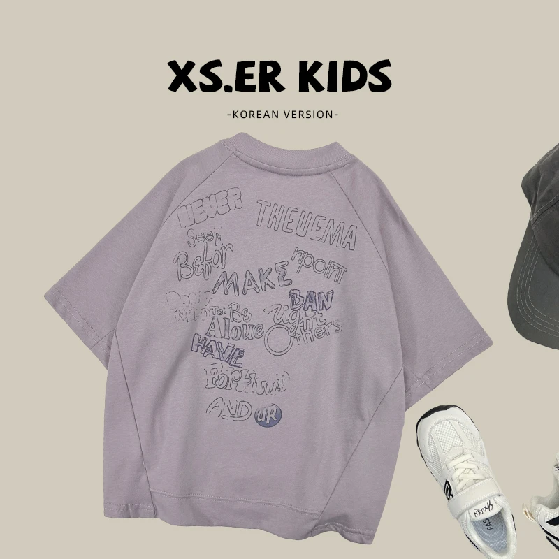 【小首尔】男童韩版简约短袖上衣夏季时尚百搭印花T恤HBB3988