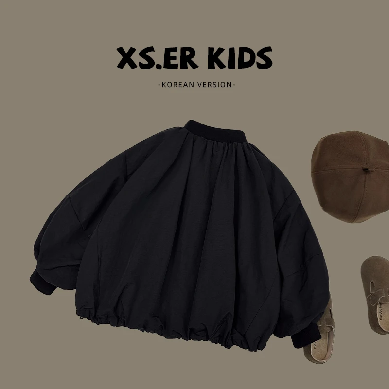 【小首尔】现货-男童韩版秋季宽松夹克休闲简约百搭外套HBB2434