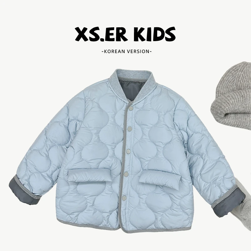 【小首尔】三色现货-qc7男女童纯色棉服冬夹棉加厚保暖棉袄HBB6337