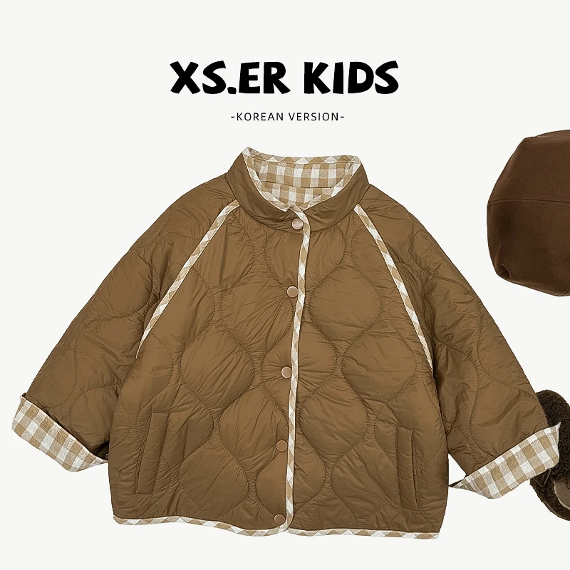 【小首尔】现货-qc3男女童韩系双面穿外套冬季加厚保暖棉服HBB6206