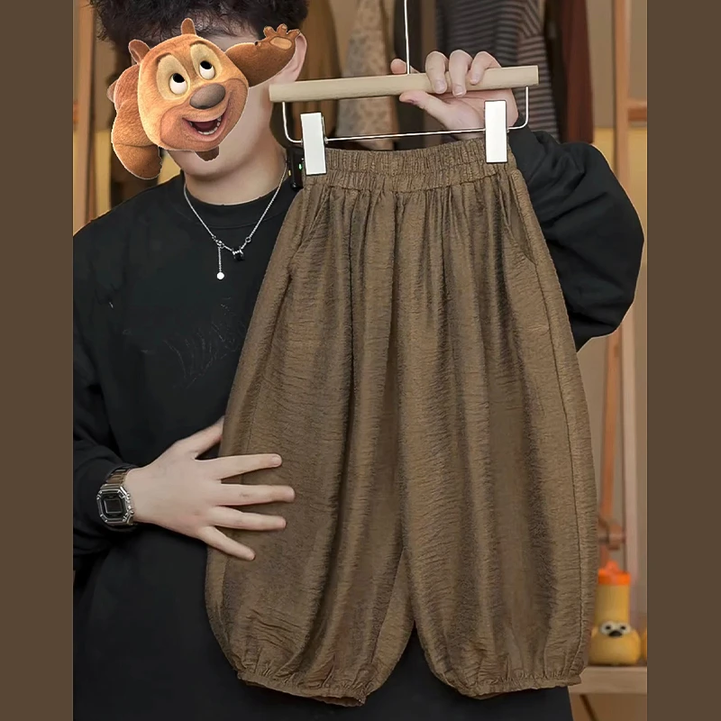 【小首尔】现货-男童复古潮流洋气防蚊裤夏宽松纯色裤子HBB5127