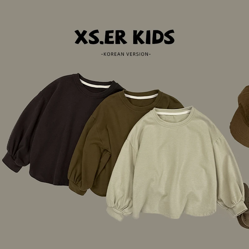 【小首尔】春款男童复古上衣春季简约时尚纯色T恤HBB2146