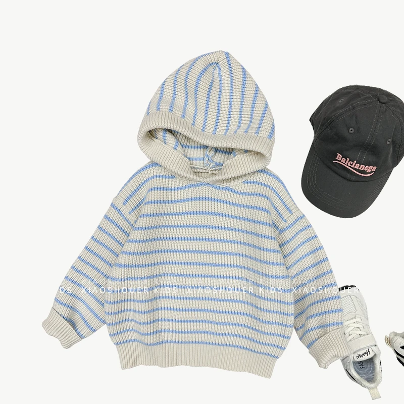 【小首尔】现货-男女童韩版ins连帽毛衣外套秋日常针织开衫SJ4528