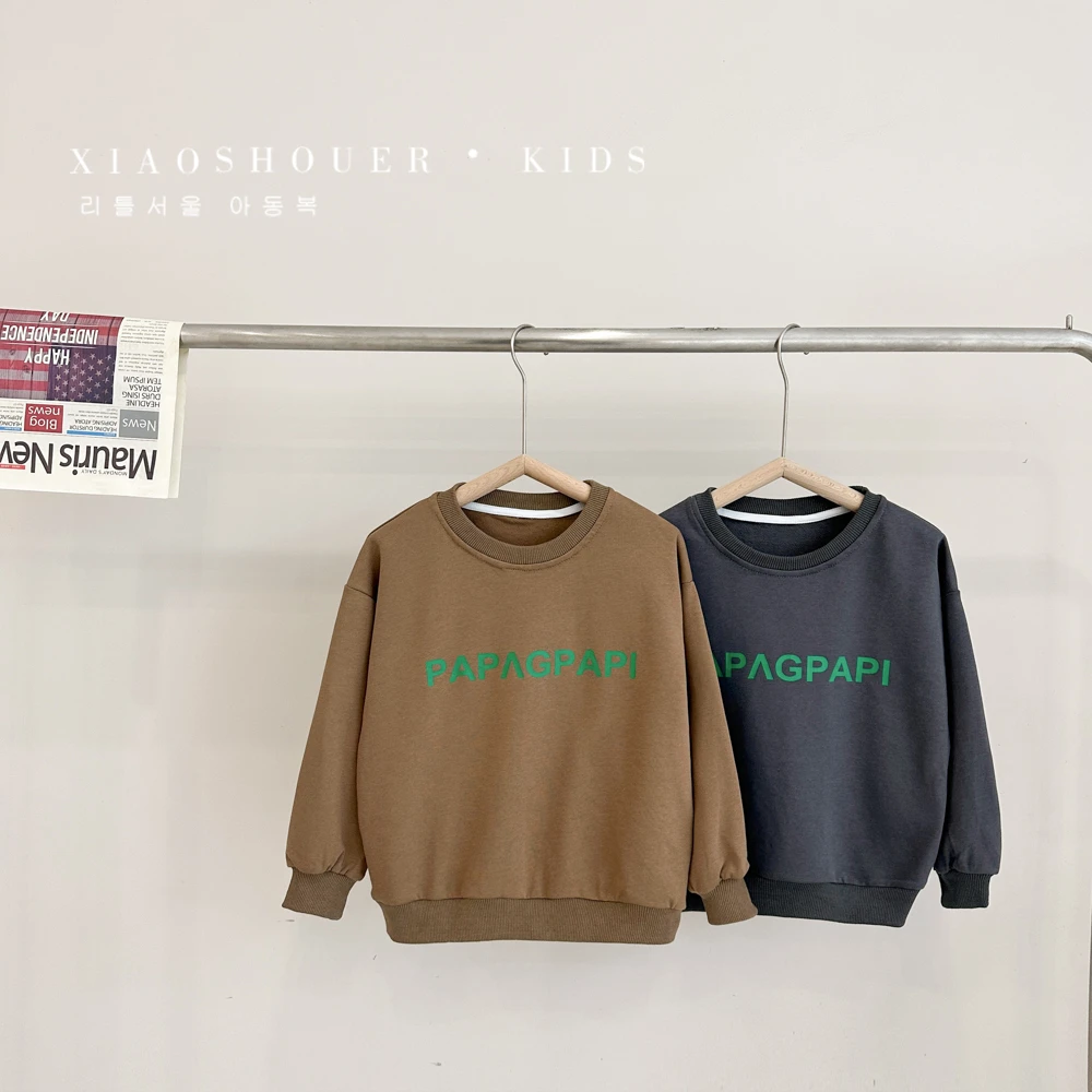 【小首尔】现货-秋季儿童韩版字母印花休闲宽松卫衣hss0011