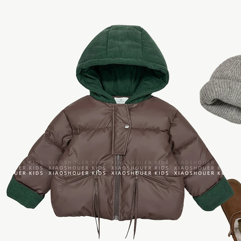 【小首尔】现货-qc7男女童韩系连帽棉服冬保暖加厚皮衣棉袄HBB6549