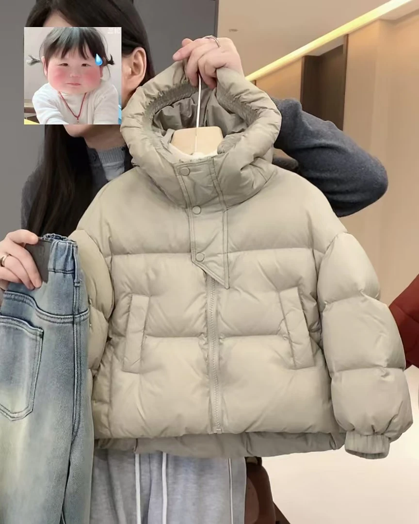 【小首尔】男女童冬季时尚简约韩版保暖加厚纯色连帽棉服HBB6592