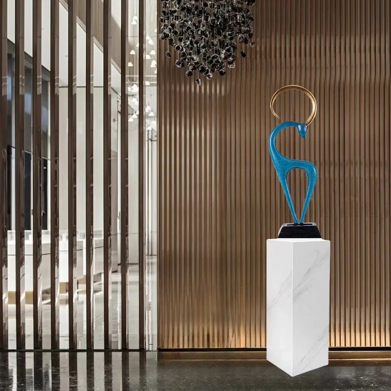 轻奢风鹿雕塑摆件客厅玄关壁龛竖高大型落地高级感电视柜装饰品