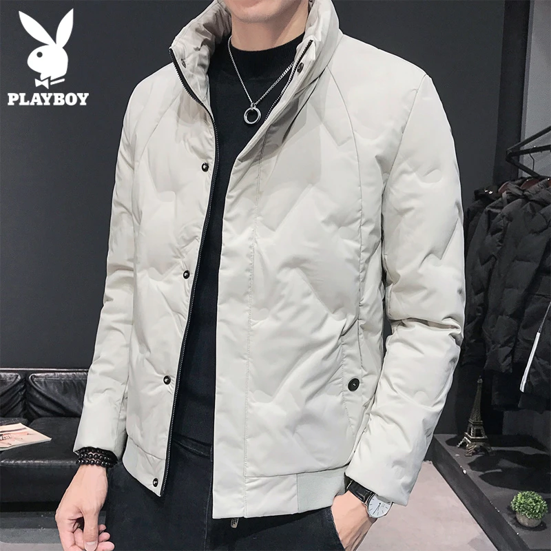 花花公子羽绒服男士帅气冬装潮牌潮流短款轻薄冬季加厚保暖外套男