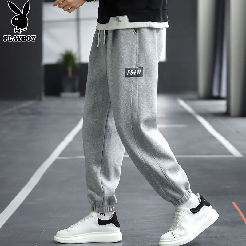 花花公子裤子男士2025春秋季宽松束脚运动卫裤大码秋冬休闲裤男