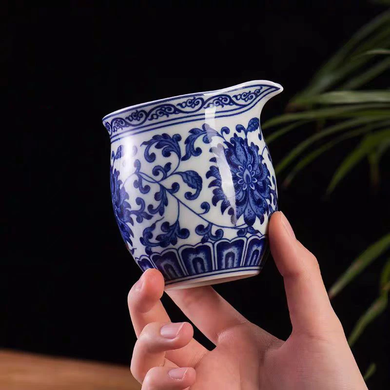 陶瓷公道杯缠枝莲茶海家用高档景德镇中式复古公杯匀杯分茶器茶具