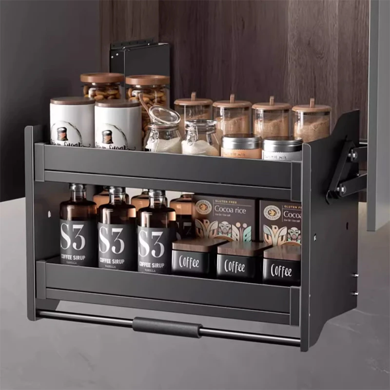 束丰厨房吊柜拉篮升降下拉式调料架子置物架收纳橱柜改造调味品篮