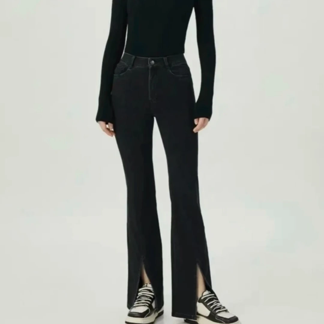 AMASS阿玛施 风感波粒休闲时髦个性高腰显瘦微辣牛仔长裤5100467