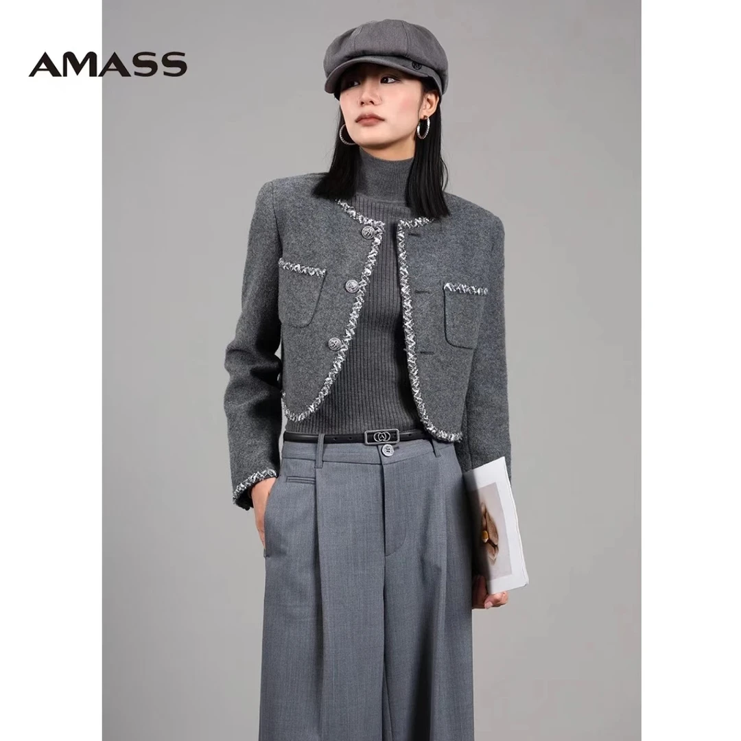 AMASS/阿玛施新款上衣外套气质小香风白色短款时尚女士5400627