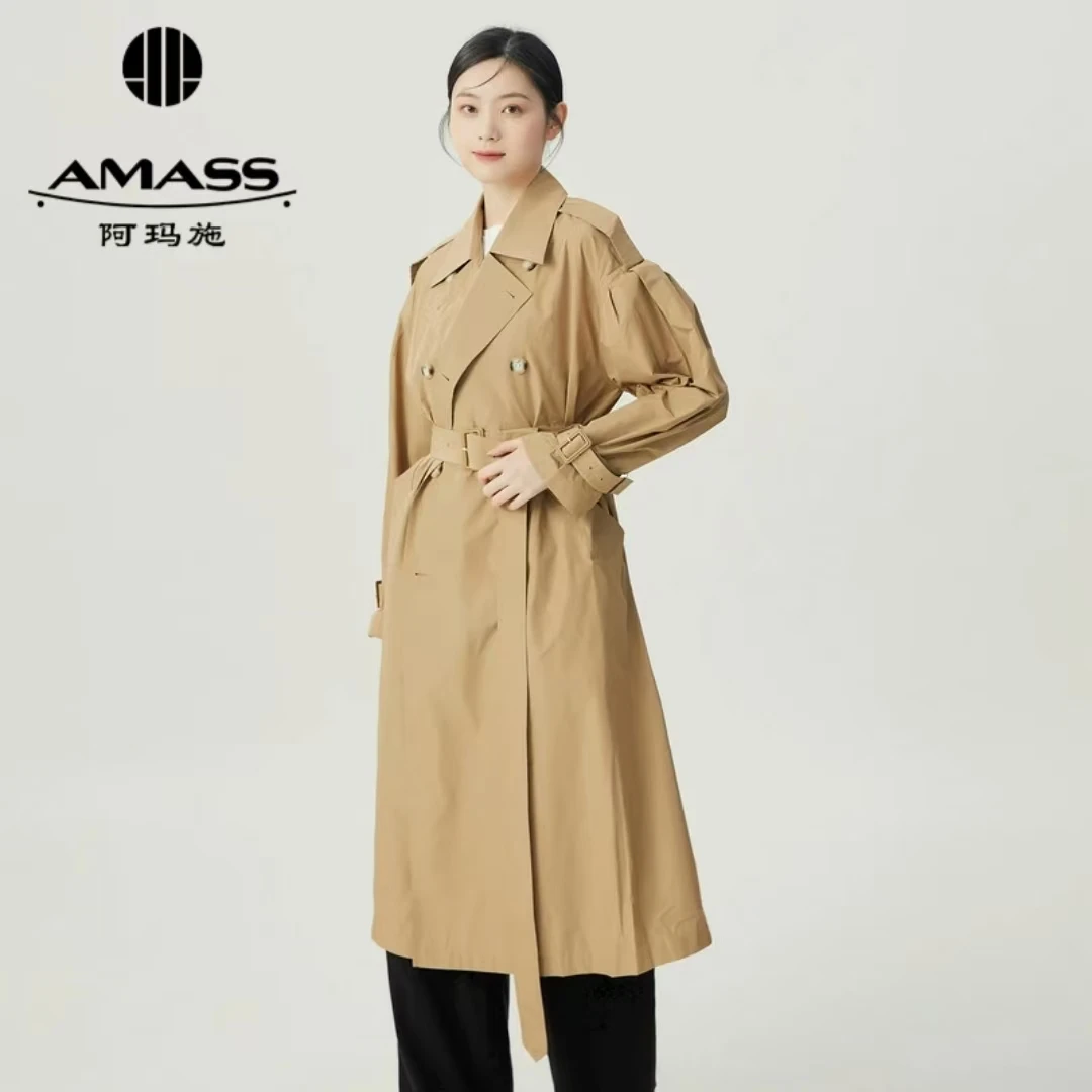 AMASS/阿玛施女装通勤经典质感率性长款廓形风衣外套女5400849