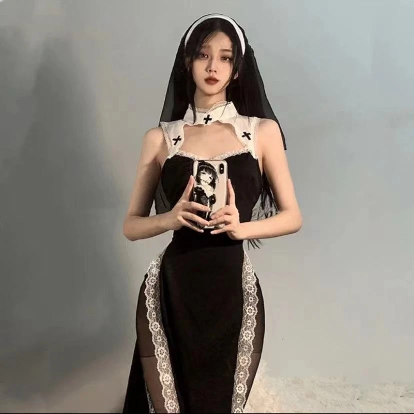 【惩罚修女】纯欲风cosplay修女套装性感睡衣情调睡裙黑白轻奢时