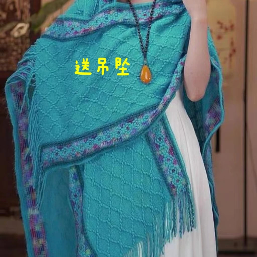 2024年春夏新款旅游拍照民族风披肩带帽针织开衫外搭百搭气质斗篷