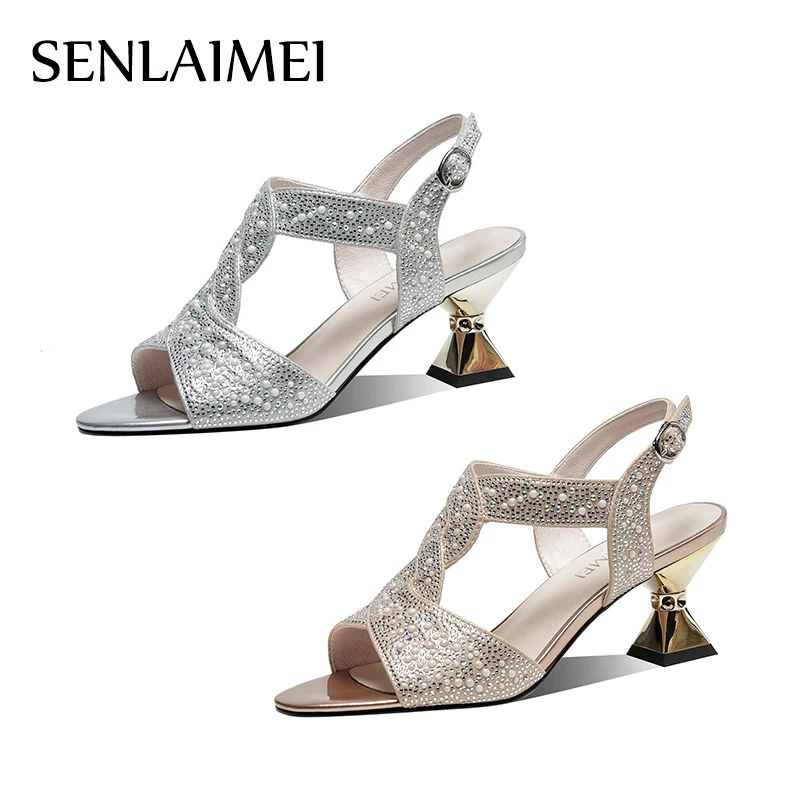 3920/羊皮/34-41平价百搭高跟夏季女士外穿粗跟欧美气质仙女凉鞋