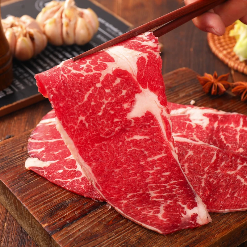 澳洲谷饲原切上脑牛肉片1000g四盒上脑火锅片肥瘦相间牛肉片