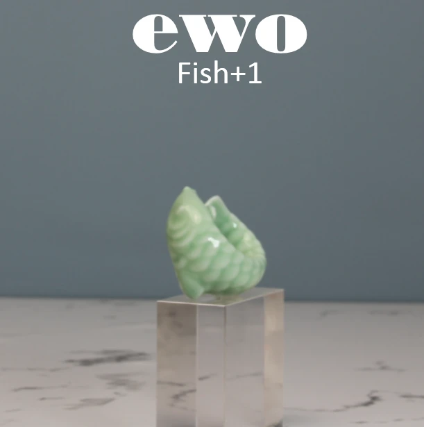 年年有鱼e3e羊脂玉瓷青瓷龙鱼扳指盖置/盖托/茶宠/摆件/把件/龙鱼