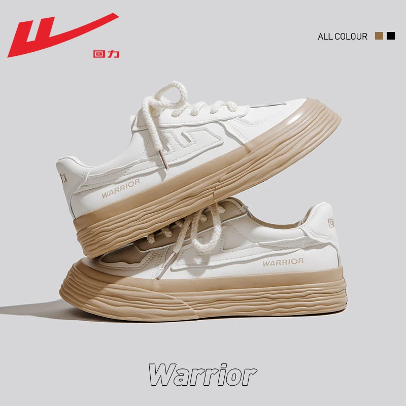 Warrior/回力女鞋小白鞋2023新款增高厚底英伦风小皮鞋百搭单鞋女