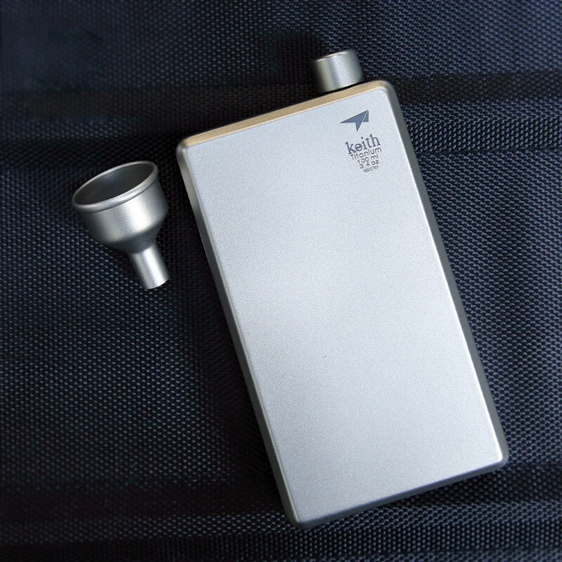 KEITH/铠斯纯钛金属复古美式便携户外随身方形小酒壶水壶男士礼物