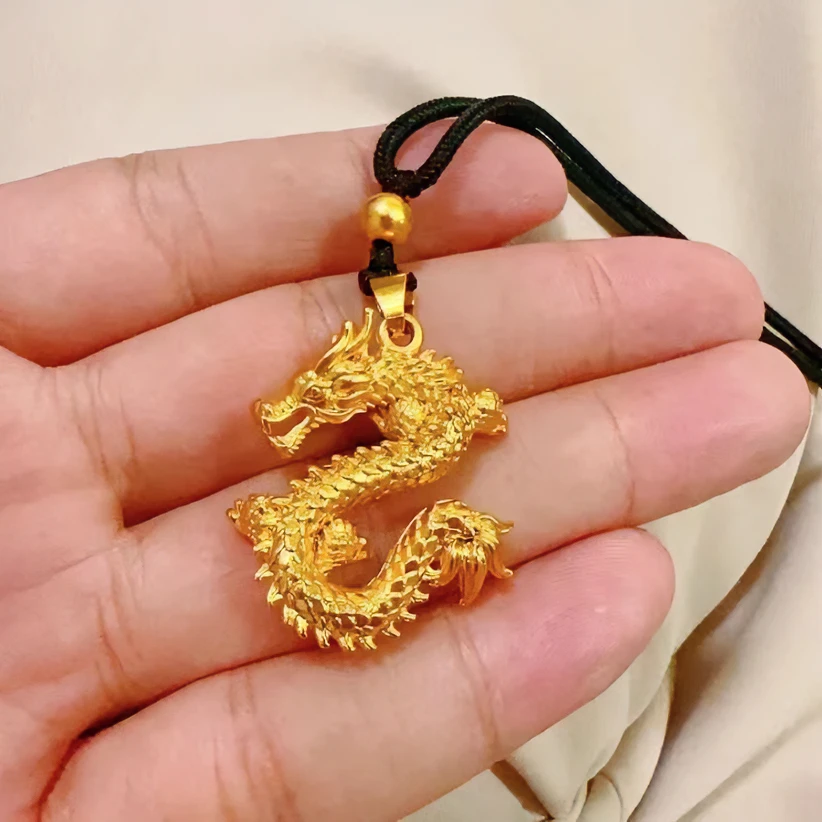 非金属布艺项链 405镀K金生肖龙飞龙在天项链时尚气质百搭轻奢