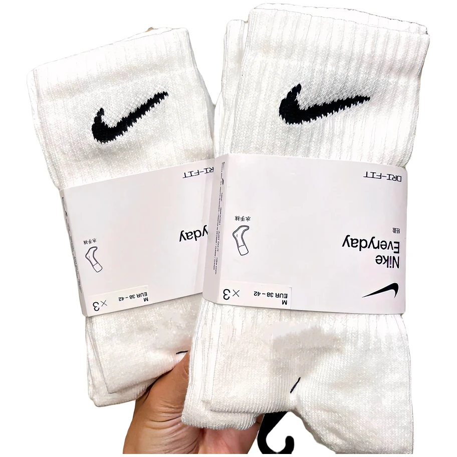 Nike耐克袜子运动袜舒适毛巾底跑步棉吸汗中经典防臭篮球袜三双装