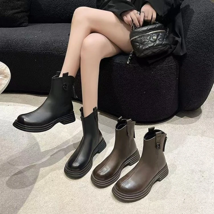【晶晶的礼物】2024秋冬新款英伦风软底烟筒马丁靴