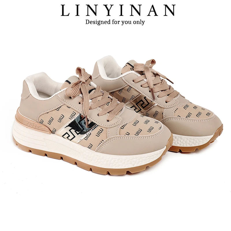 线下新款！2024轻奢风拼接厚底休闲女鞋阿甘老爹鞋