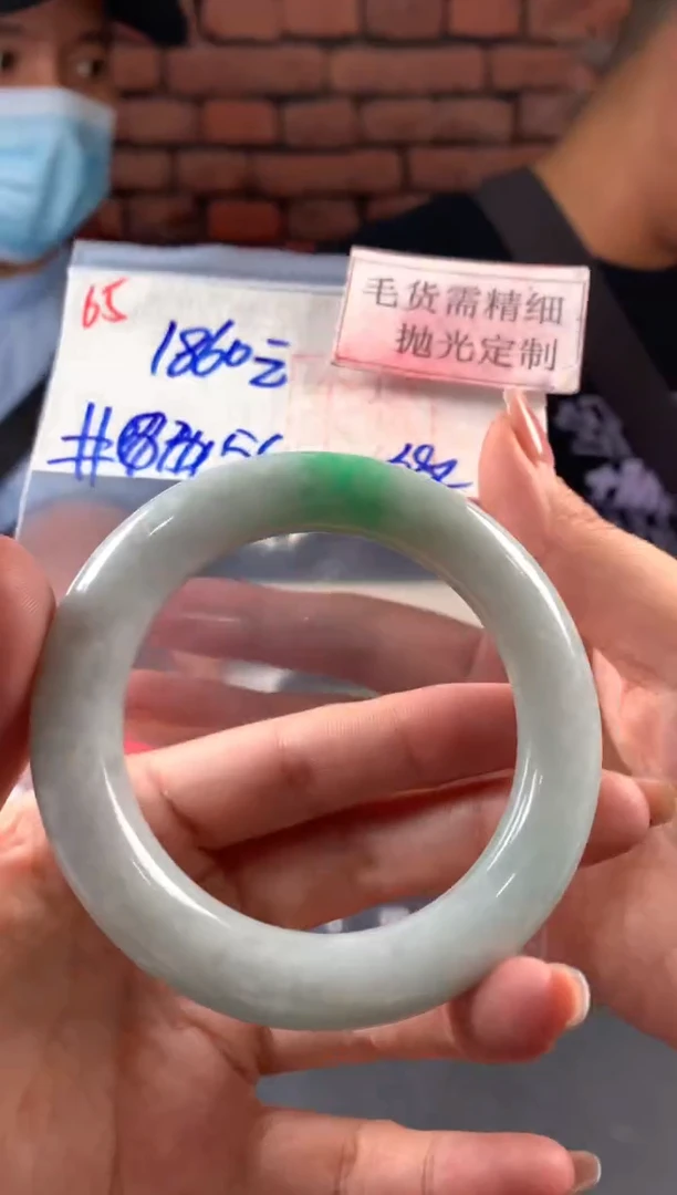 【闪购商品】定制翡翠未镶嵌毛货抛光+65号56纹手镯#1860元