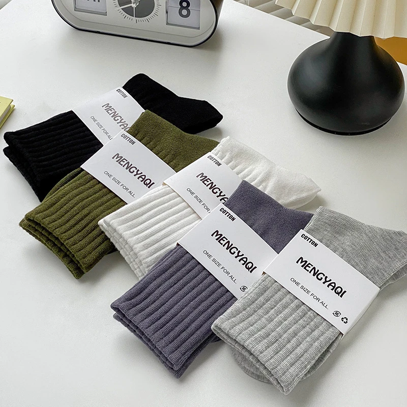 诸暨袜子男女中筒袜运动透气吸汗防臭纯色百搭ins潮流 外穿堆堆袜