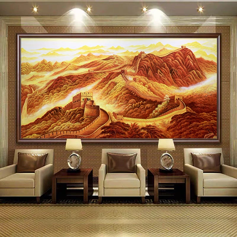《万里长城》纯手绘油画办公室挂画靠山图山水画客厅背景墙装饰画