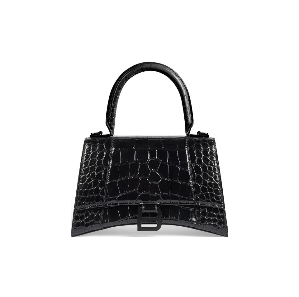 99新 Balenciaga/巴黎世家 沙漏 s号 soblack 全黑 鳄鱼纹