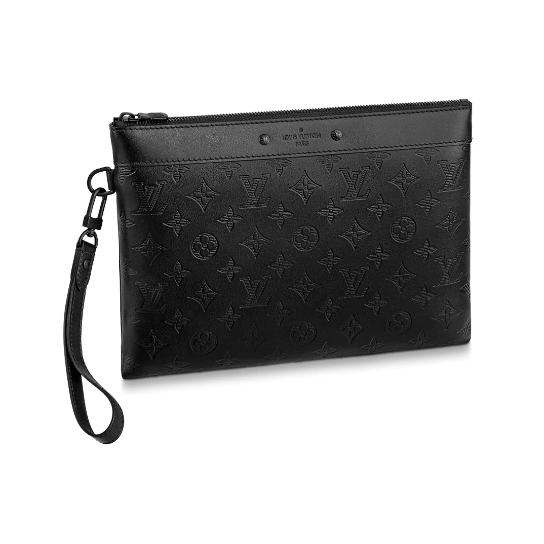 99新 LouisVuitton/路易威登 涂层帆布手拿洗漱包裸包深灰色98新