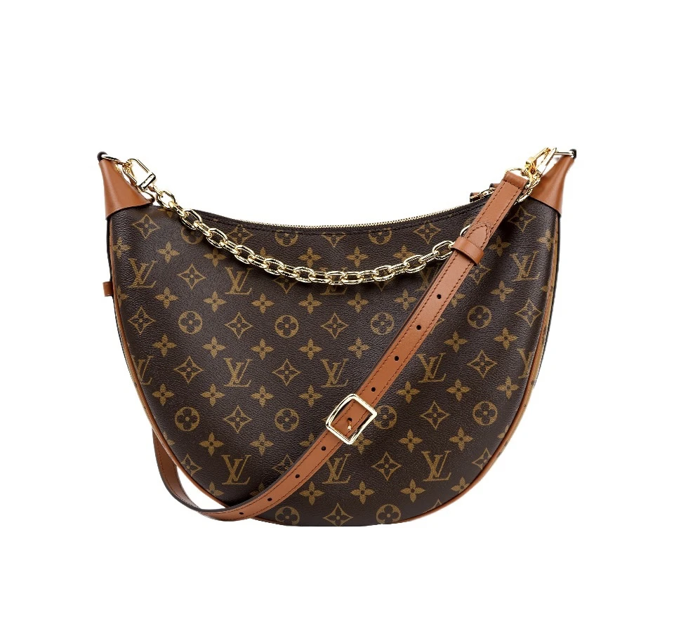 99新 LouisVuitton/路易威登 loop hobo 老花拼焦糖 大月亮