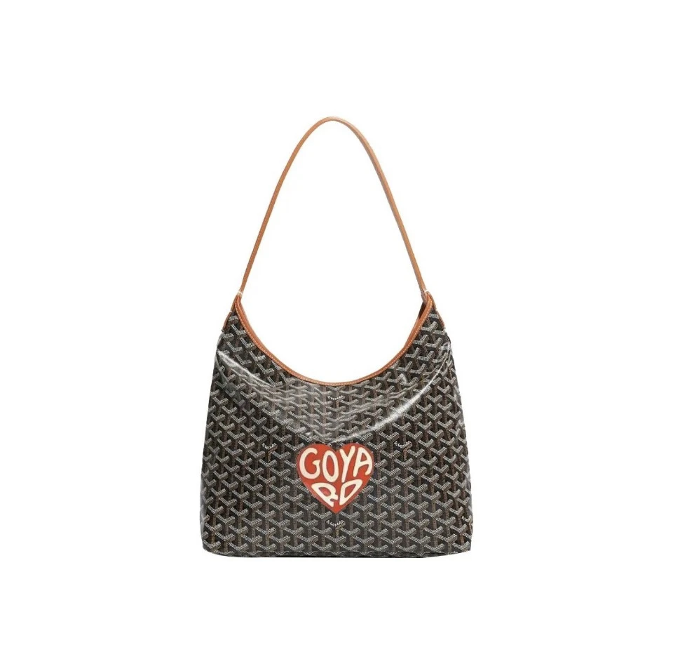 全新未使用 Gaoy/戈雅 GoyardBohemeHobo腋下包棕色红色大爱心