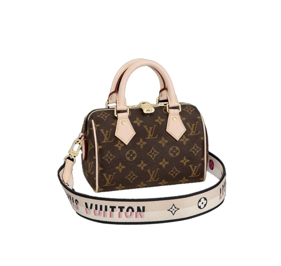 99新 LouisVuitton/路易威登 lvspeed20黑粉肩带经典波士顿