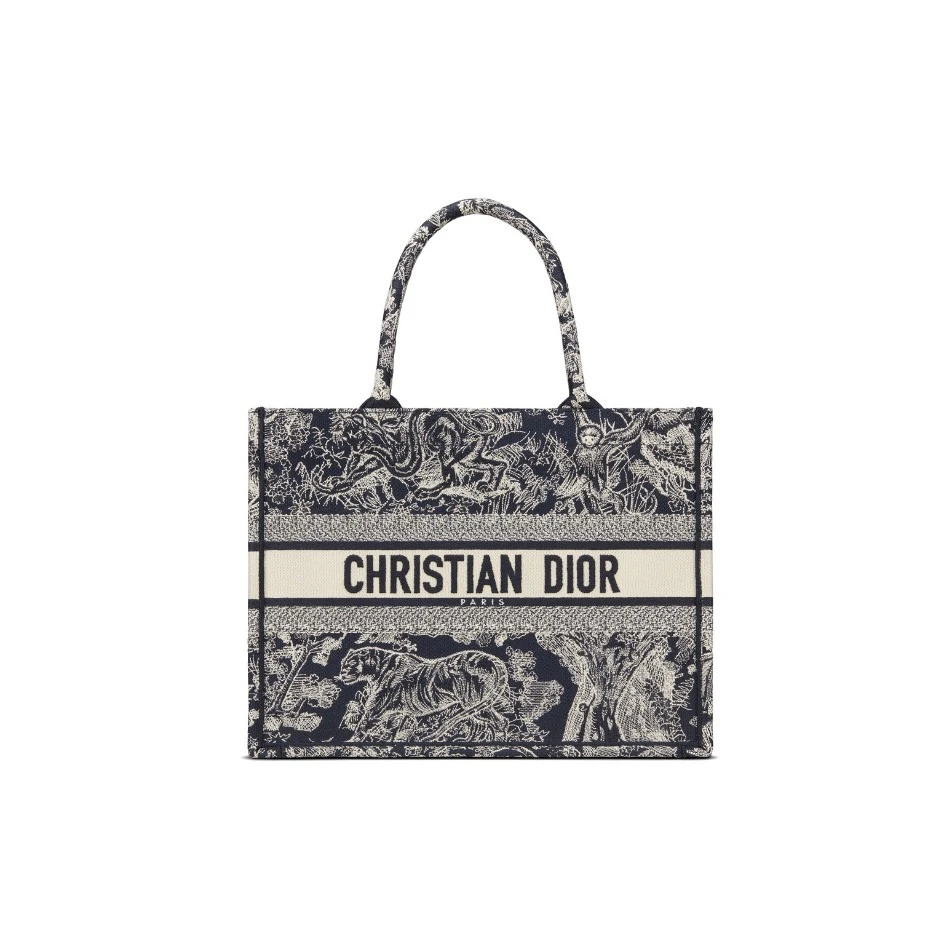 99新 DIOR/迪奥 迪奥动物园tote购物袋黑色牛仔中号
