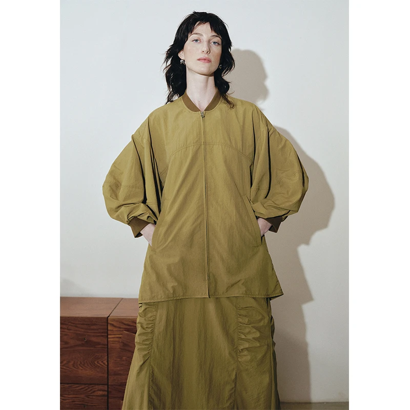 MeeLeeMeeLab原创绅士优雅新中式轻户外机能风灯笼袖轻薄外套套装