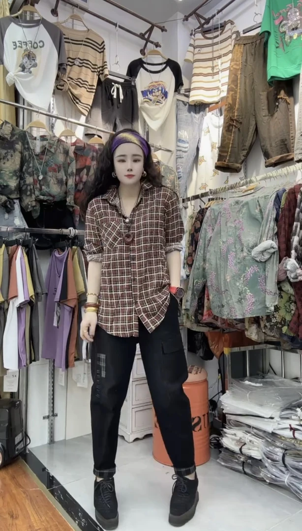 2024秋冬季新品个性简约格子设计休闲显瘦衬衫衬衣