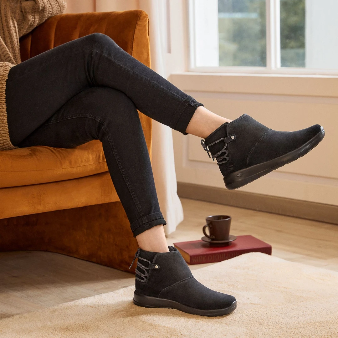 SKECHERS/斯凯奇女鞋加绒雪地靴保暖套脚棉鞋休闲轻便秋冬15505