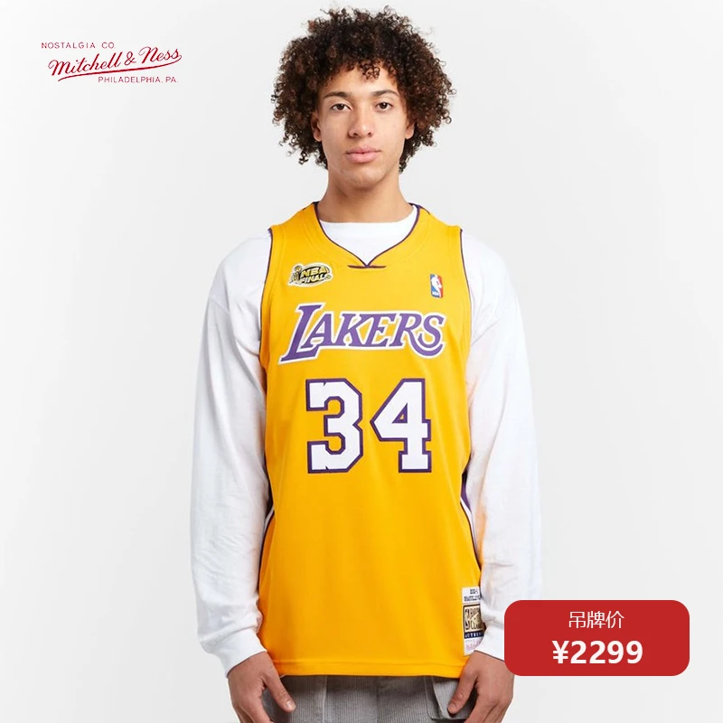 Mitchell&Ness MN-NBA湖人奥尼尔00年总决赛AU复古球衣篮球服潮B1
