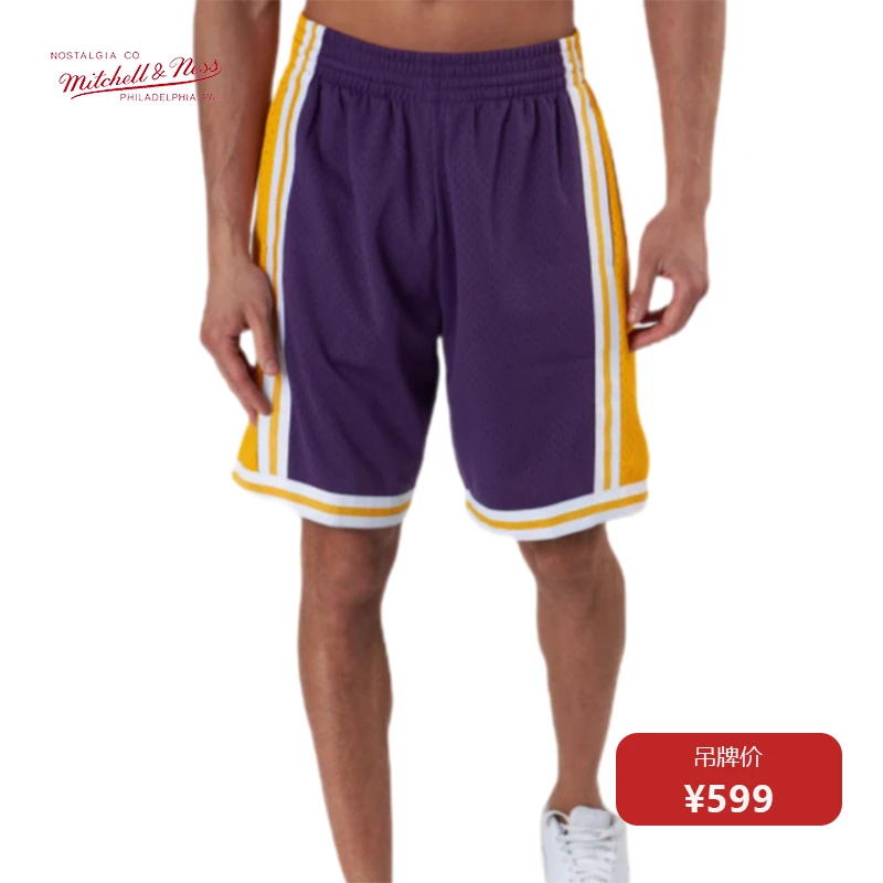 Mitchell&Ness MN-NBA湖人紫84年SW复古球裤运动篮球休闲短裤潮流