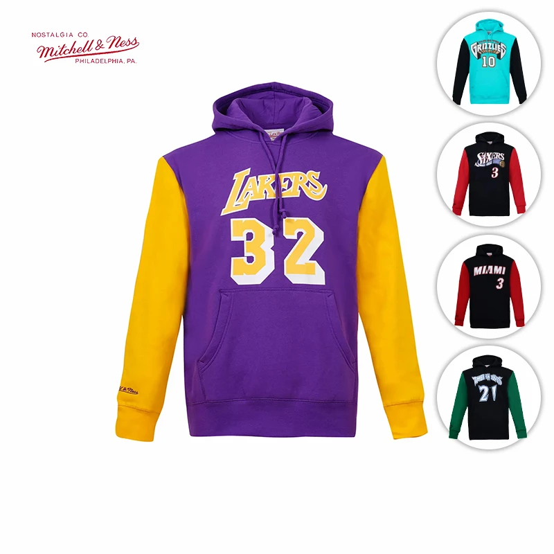 Mitchell&Ness MN-NBA罗德曼艾弗森约翰逊球员系列连帽卫衣套头衫